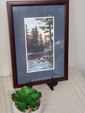 Vintage Rick Kelley "Encore of Song II" Loon Wildlife Art Framed Print